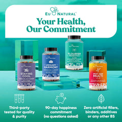 Eu Natural Flourish lab-certified purity seal close-up.