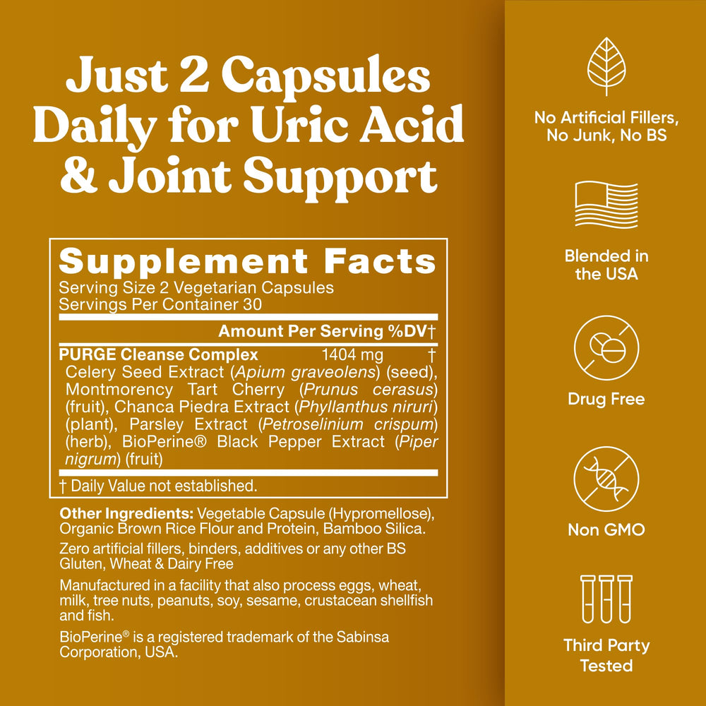 Eu Natural Purge Uric Acid Flush bottle with glass for easy daily routine