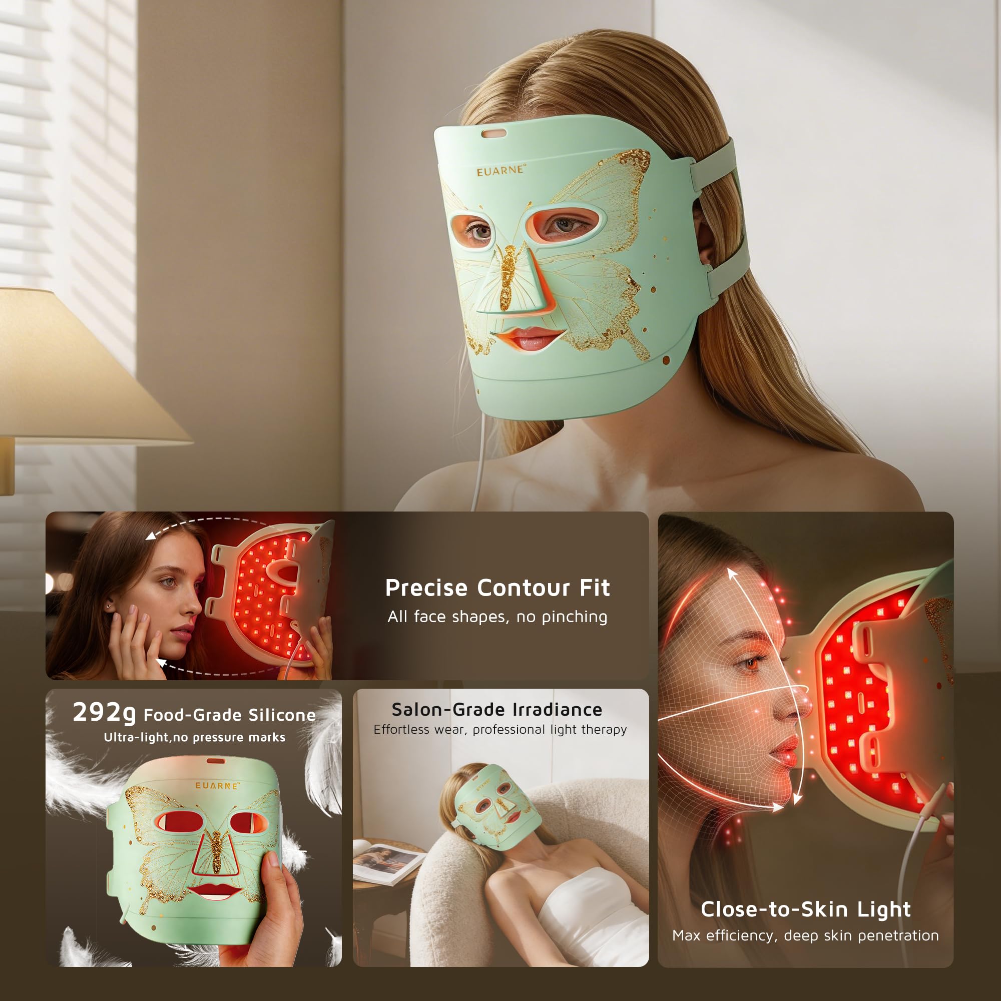 EUARNE soft silicone eye protection for comfortable use.