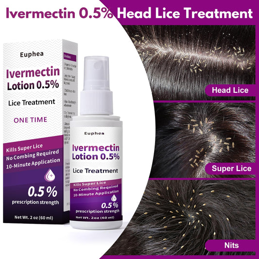 Hands apply Euphea lotion to dry hair for even coverage