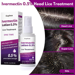 Hands apply Euphea lotion to dry hair for even coverage