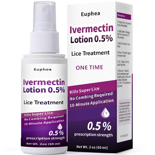 Euphea Ivermectin 0.5% lotion bottle ready for quick lice treatment