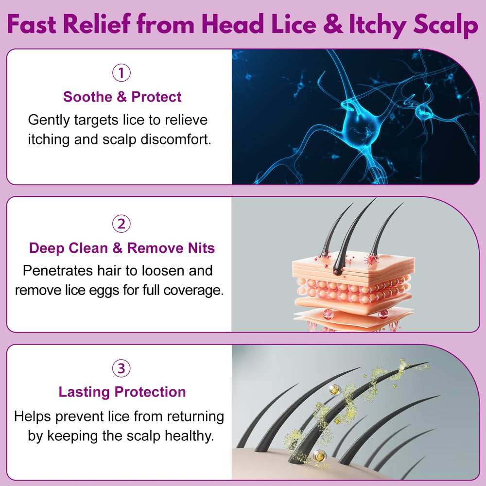 Massage the Euphea lotion into the scalp for gentle lice contact