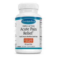 EuroMedica Acute Pain Relief bottle showing label and cap; supports occasional discomfort.