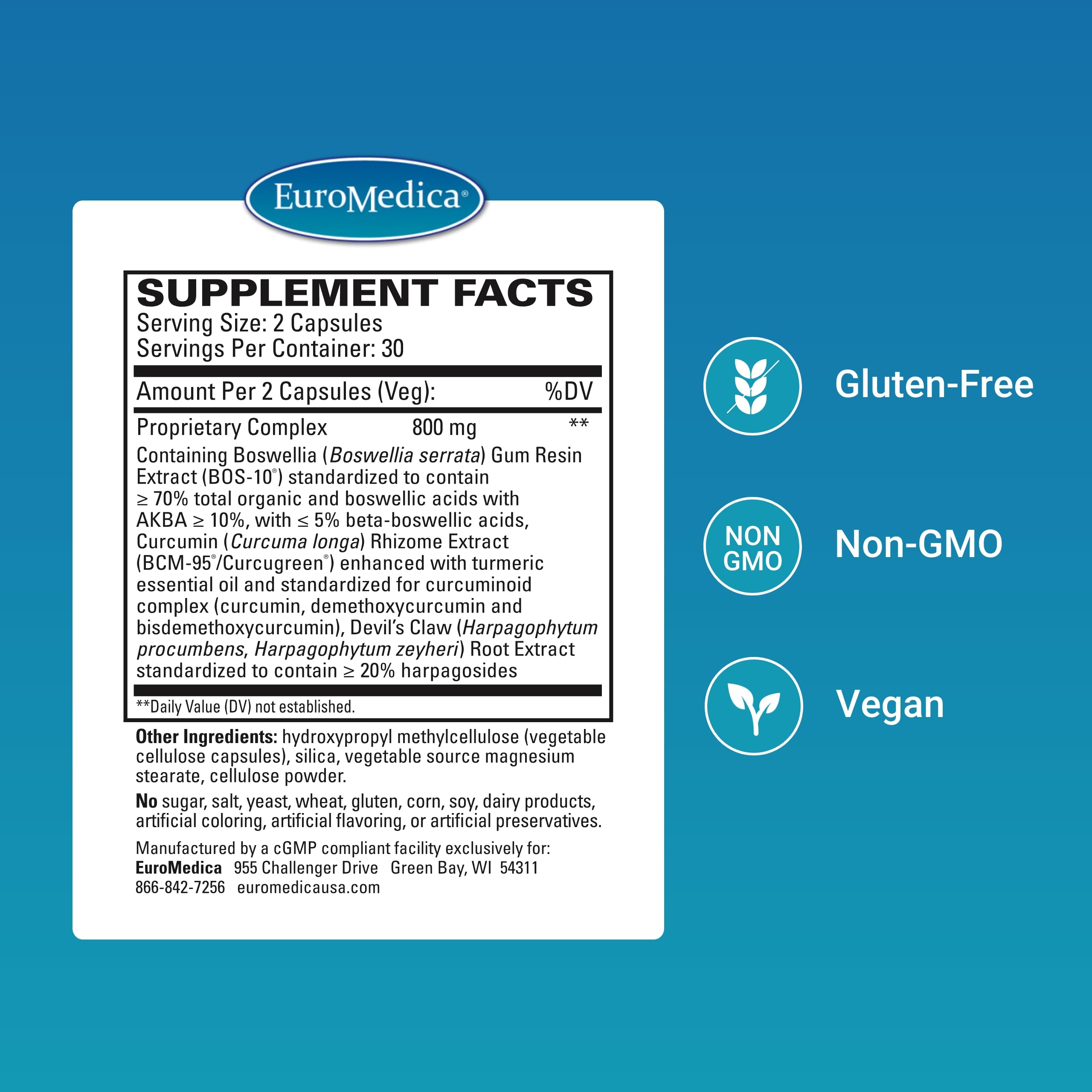 Euromedica ArthoMed bottle label close-up highlighting key ingredients