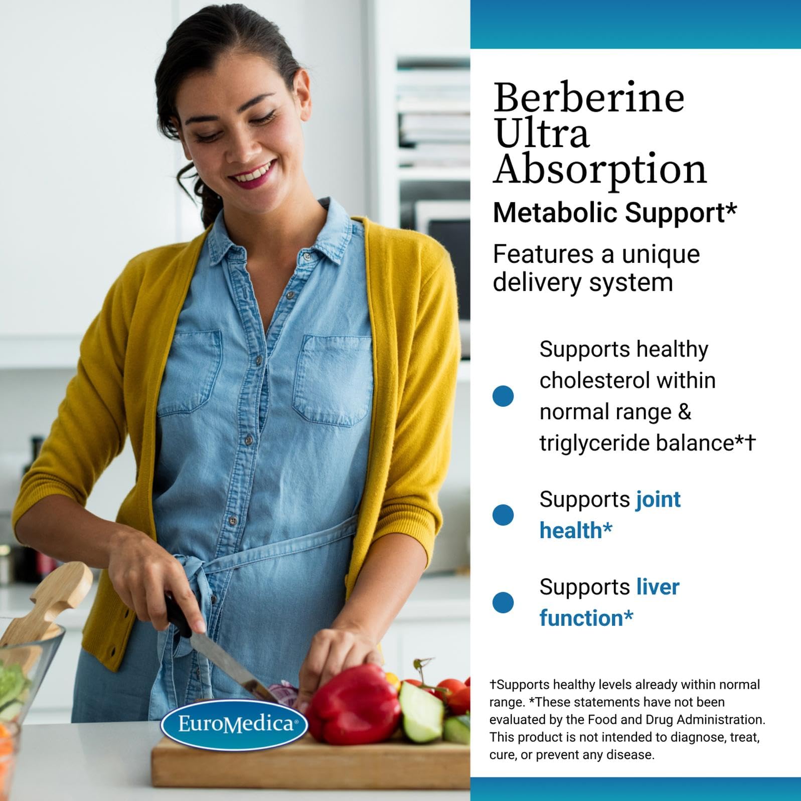 EuroMedica Berberine Capsule Label: clear packaging aids daily supplementation routine.