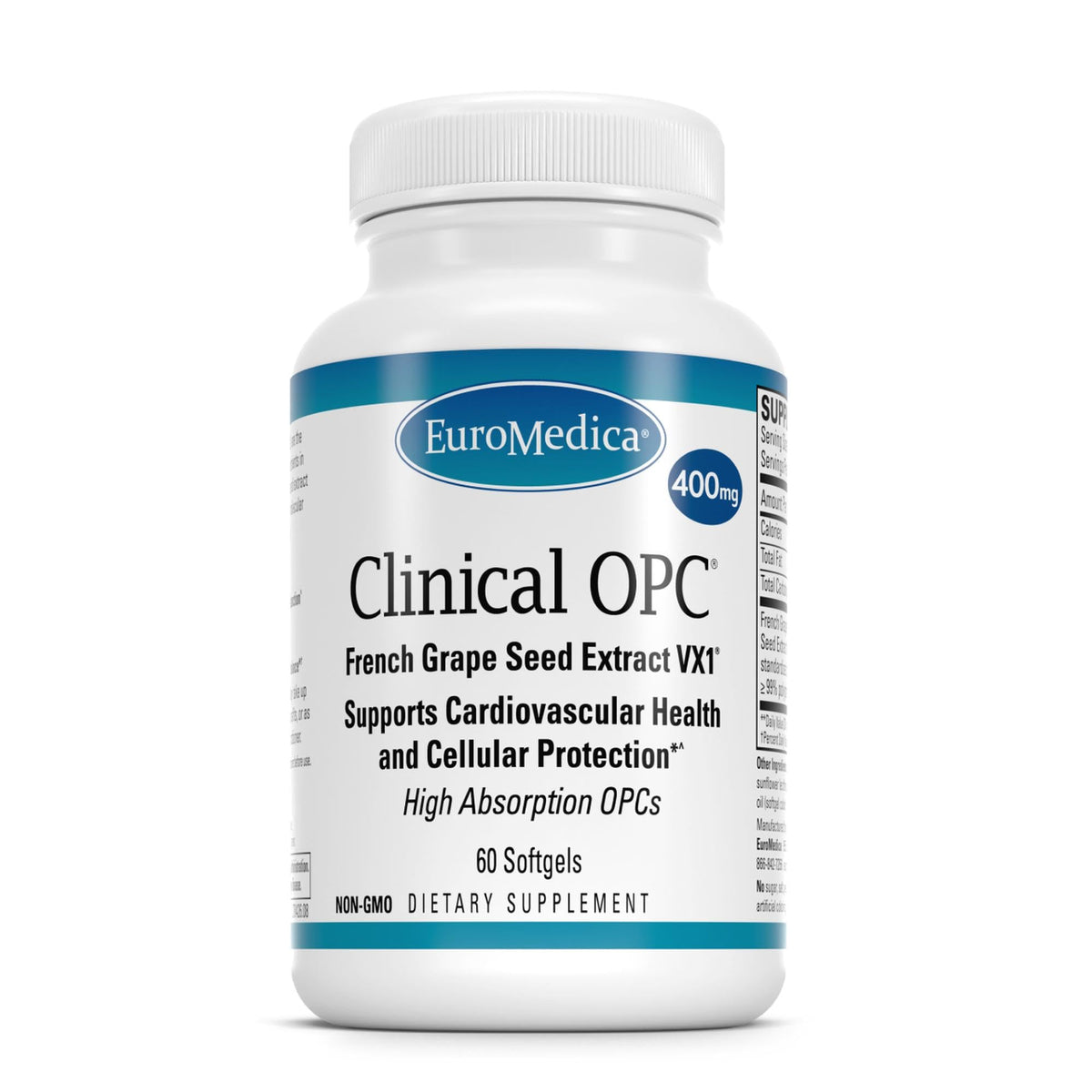 EuroMedica Clinical OPC bottle front shows daily wellness focus.