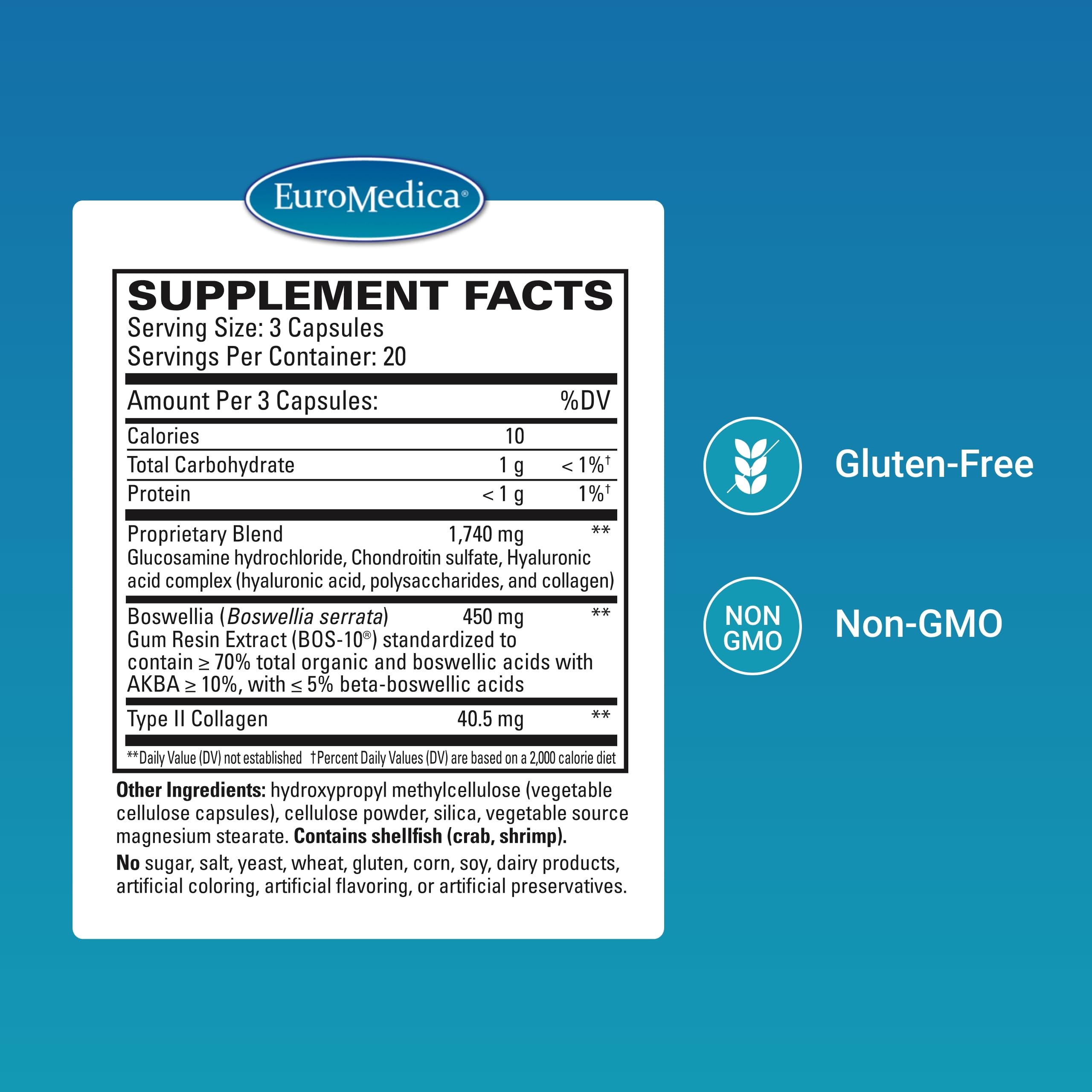 EuroMedica Collagen Joint Complex capsules support daily joint comfort.