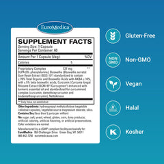 Close-up of EuroMedica Curaphen bottle label highlighting BCM-95 curcumin.