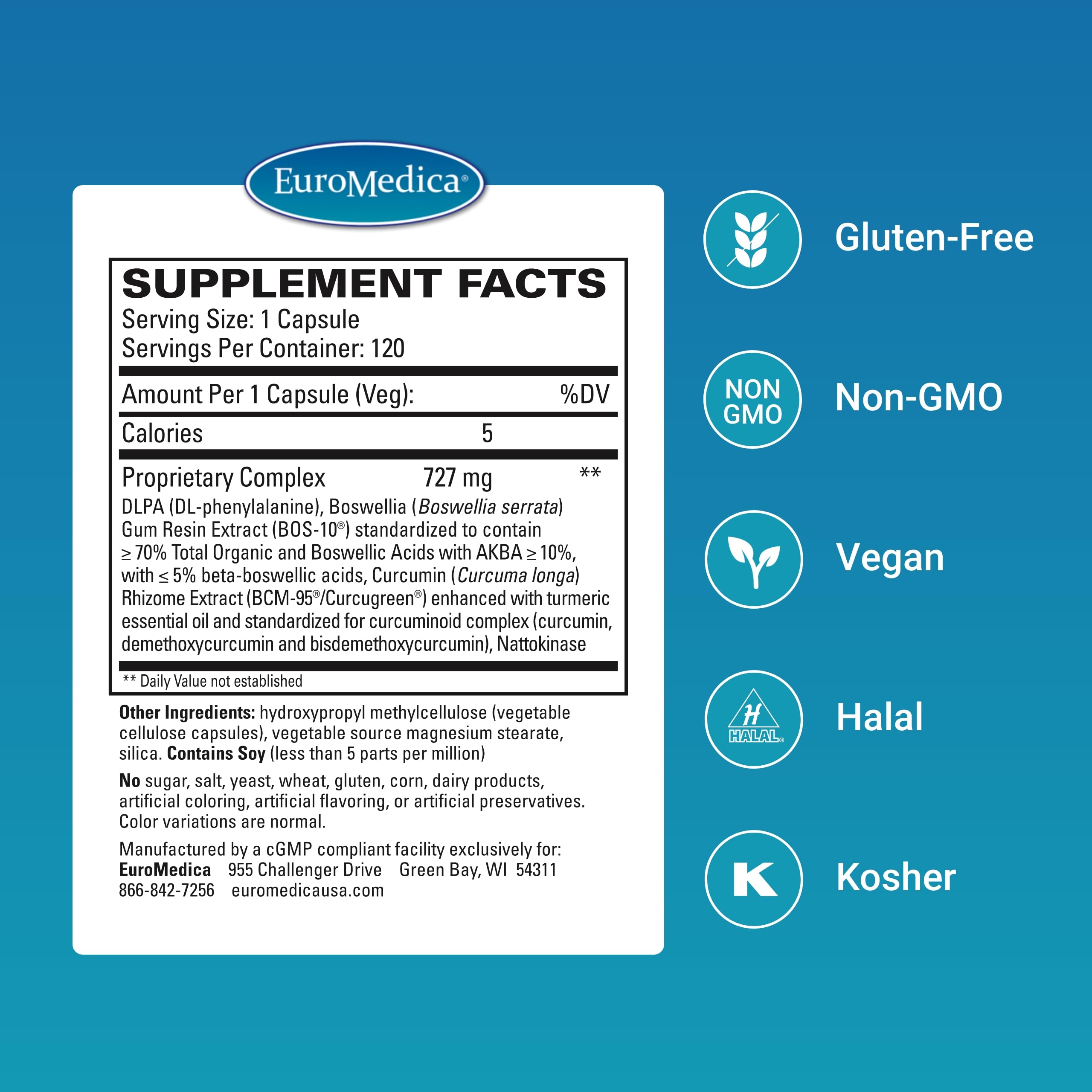 EuroMedica Curaphen capsules closeup highlighting BCM-95 curcumin for muscle health