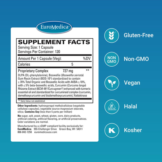 EuroMedica Curaphen capsules closeup highlighting BCM-95 curcumin for muscle health