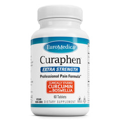 EuroMedica Curaphen Extra Strength bottle front signaling joint comfort and circulation support.