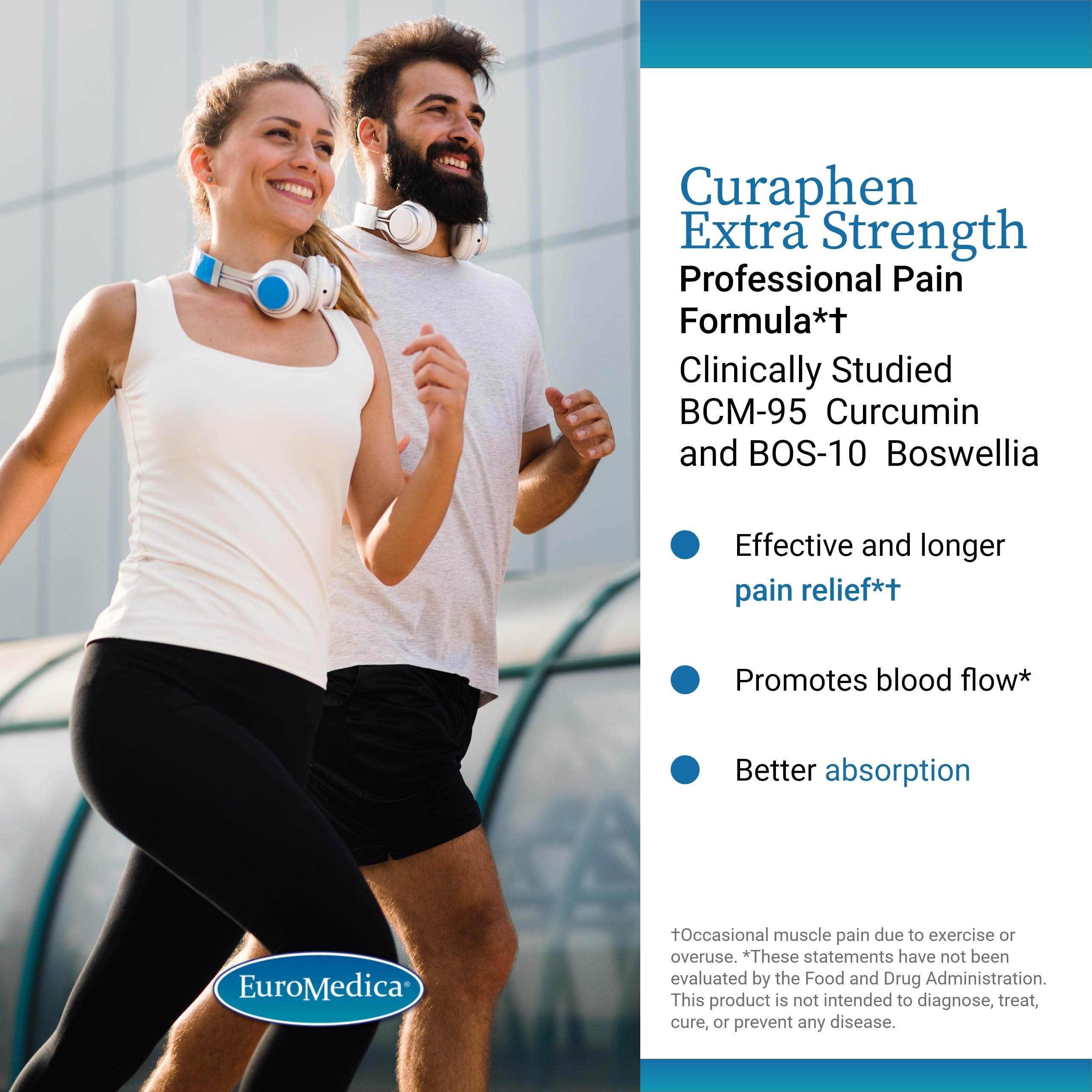 EuroMedica Curaphen Extra Strength tablets pile ready for daily use.