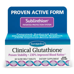 EuroMedica Glutathione bottle front showing premium packaging for antioxidant support in daily routines