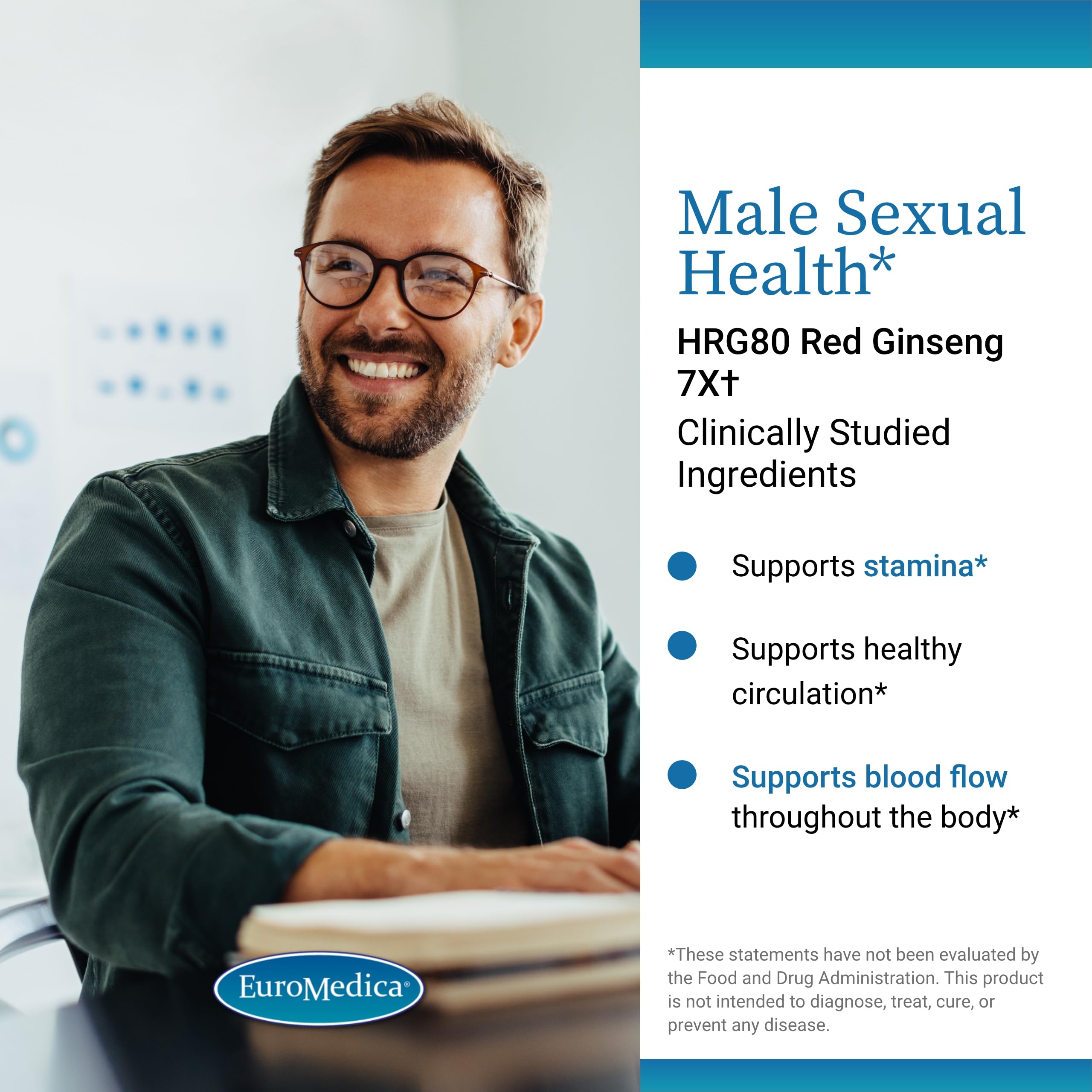 EuroMedica Male Health three-capsule daily dose visual concept