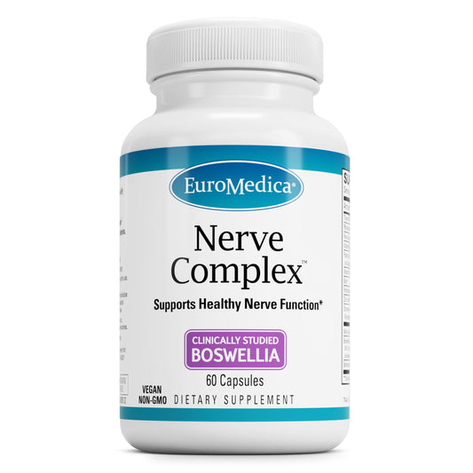 EuroMedica Nerve Complex bottle front with vegan capsules for nerve and circulation support