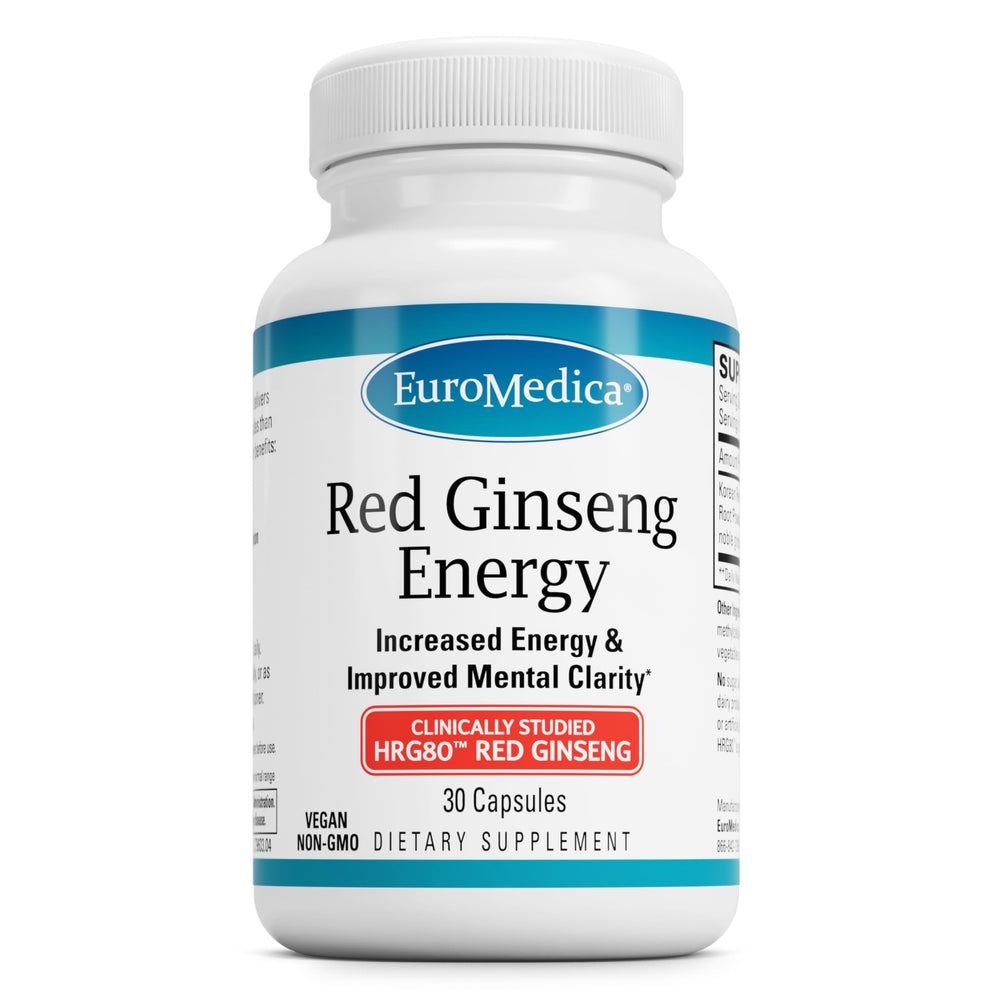 EuroMedica Red Ginseng Energy bottle front view for daily energy support