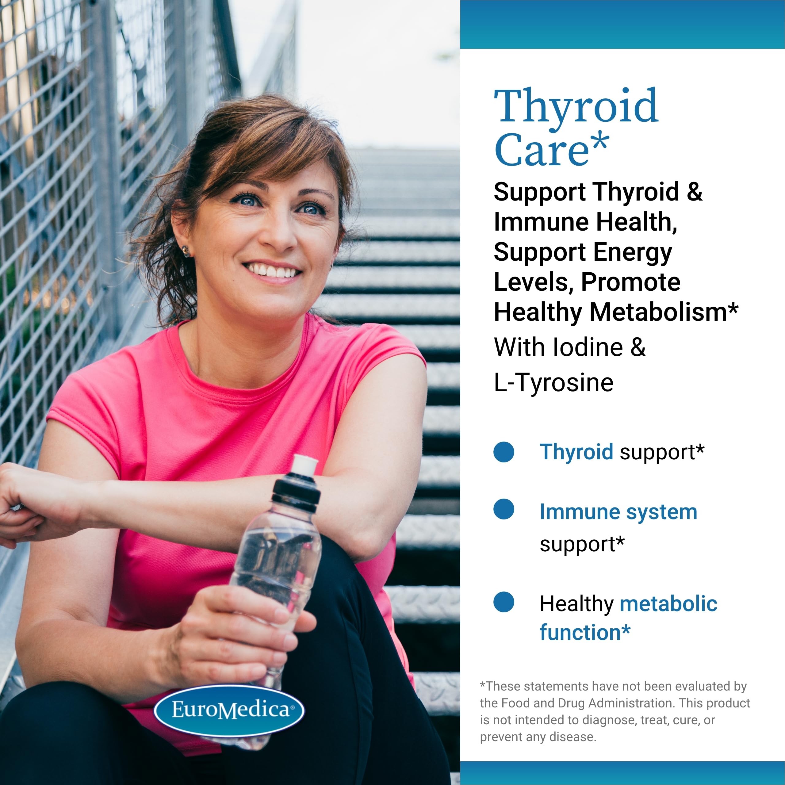 EuroMedica Thyroid Care capsules close-up for daily energy and immune support.