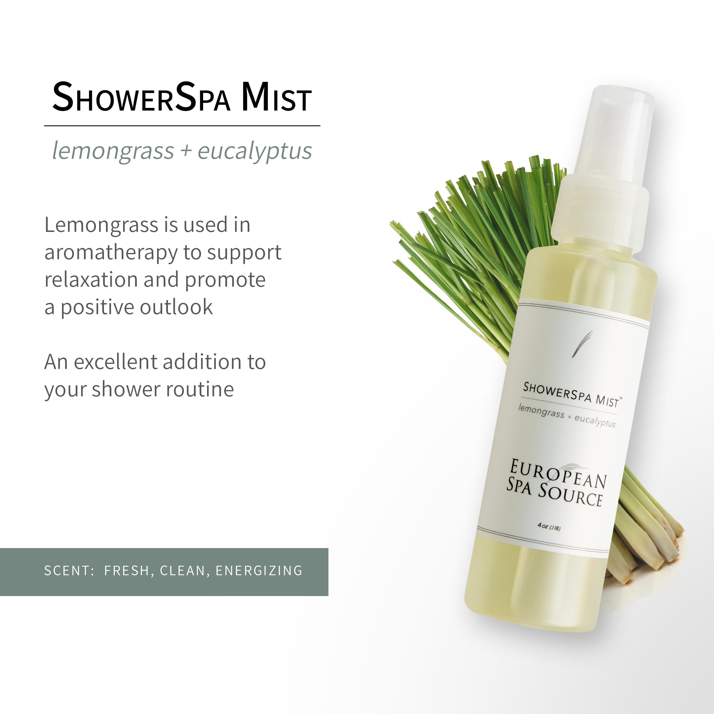 European Spa Source ShowerMist being dispensed in the shower for spa like aromatherapy
