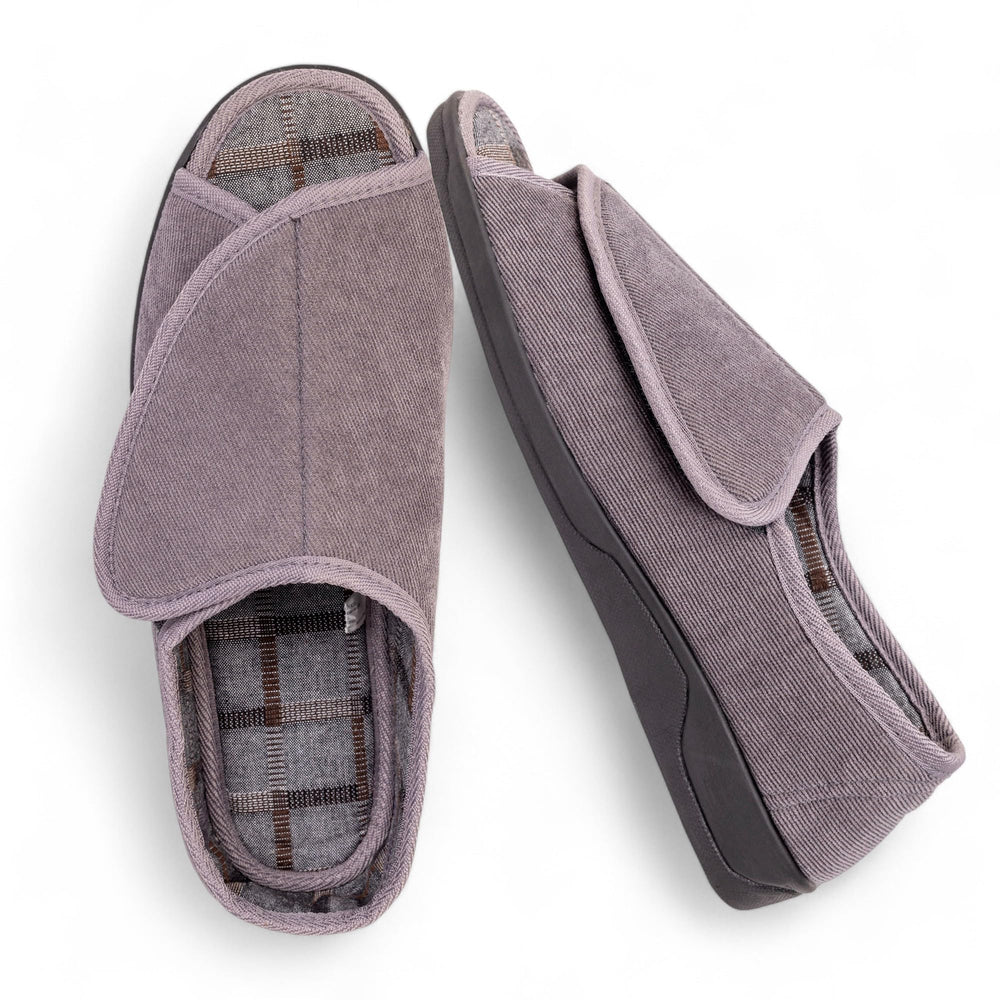 EUROPEAN SOFTEST men's extra-wide slipper open-toe design for swollen feet comfort.