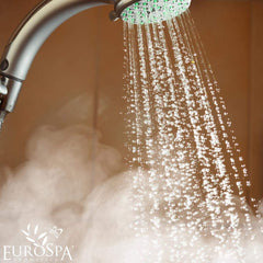Close-up of EuroSpa Aromatics bottle label showing 100% pure oil.