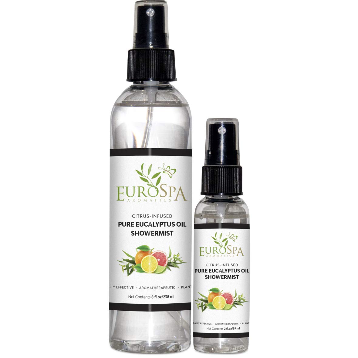 EuroSpa Aromatics Eucalyptus ShowerMist bottle 8oz for a refreshing steam experience
