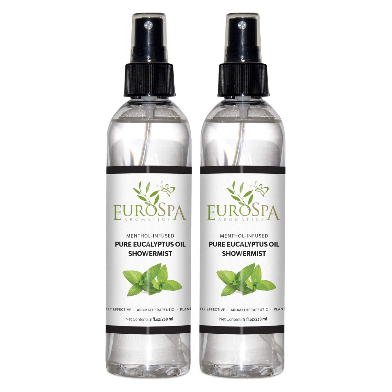 EuroSpa Aromatics Pure Eucalyptus Oil bottle for refreshing shower experiences.