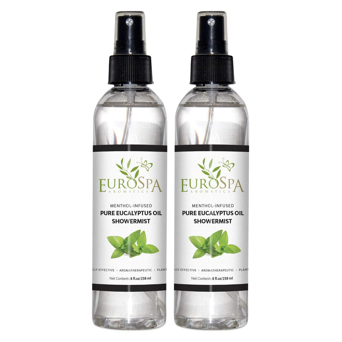EuroSpa Aromatics Pure Eucalyptus Oil bottle for refreshing shower experiences.