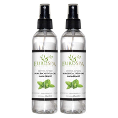 EuroSpa Aromatics Pure Eucalyptus Oil bottle for refreshing shower experiences.