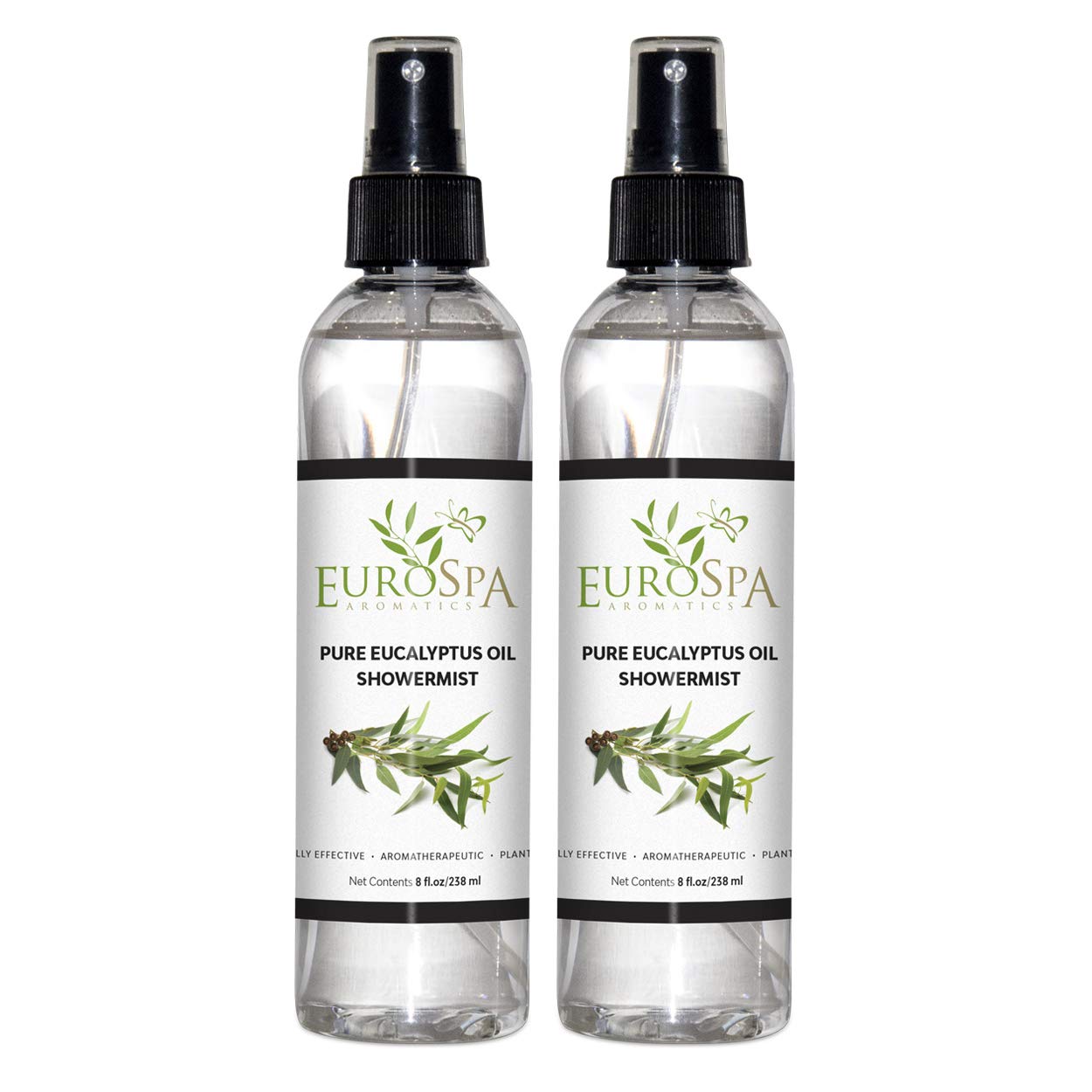 EuroSpa Aromatics eucalyptus oil bottle for a spa-like home shower.