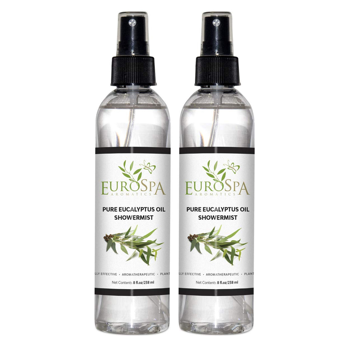 EuroSpa Aromatics eucalyptus oil bottle for a spa-like home shower.
