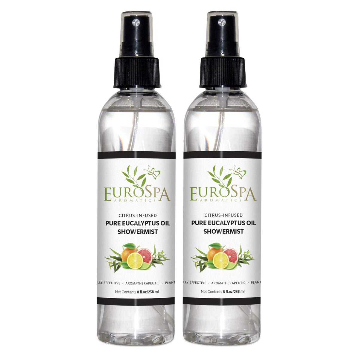 EuroSpa Aromatics pure eucalyptus oil showermist bottle pour for spa-like shower aromatherapy