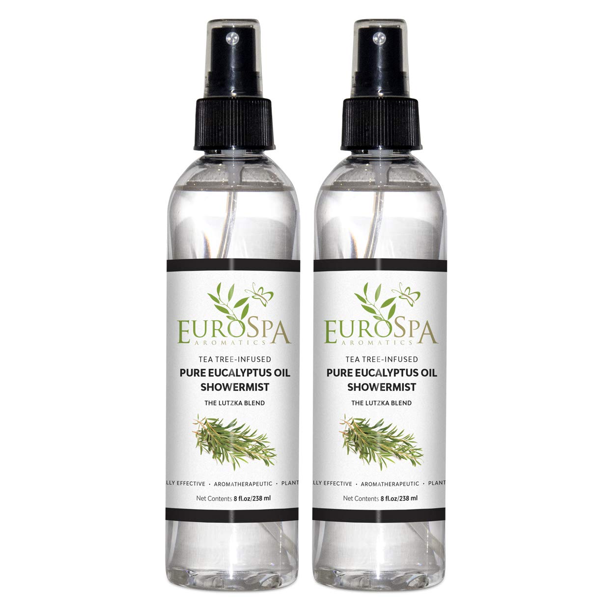 EuroSpa Aromatics pure eucalyptus showermist bottle for spa-like aroma in the shower.