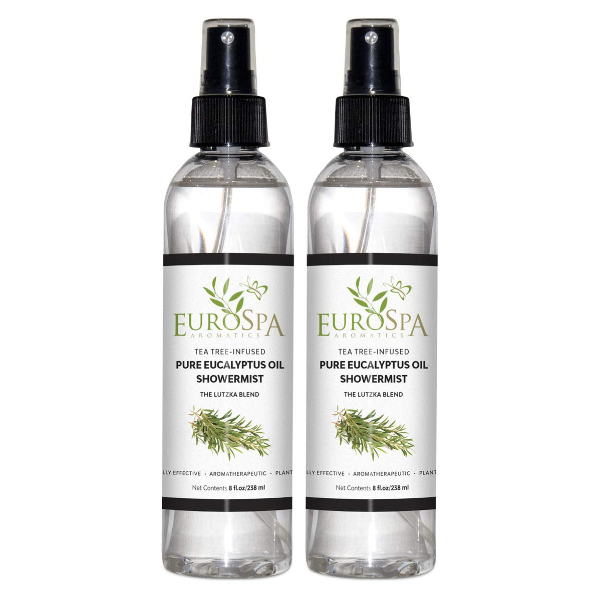 EuroSpa Aromatics pure eucalyptus showermist bottle for spa-like aroma in the shower.