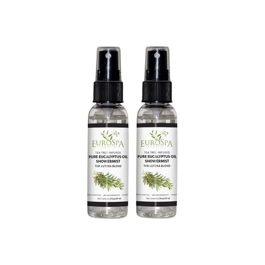 EuroSpa Aromatics ShowerMist bottle front with pure eucalyptus aroma for spa-like refresh