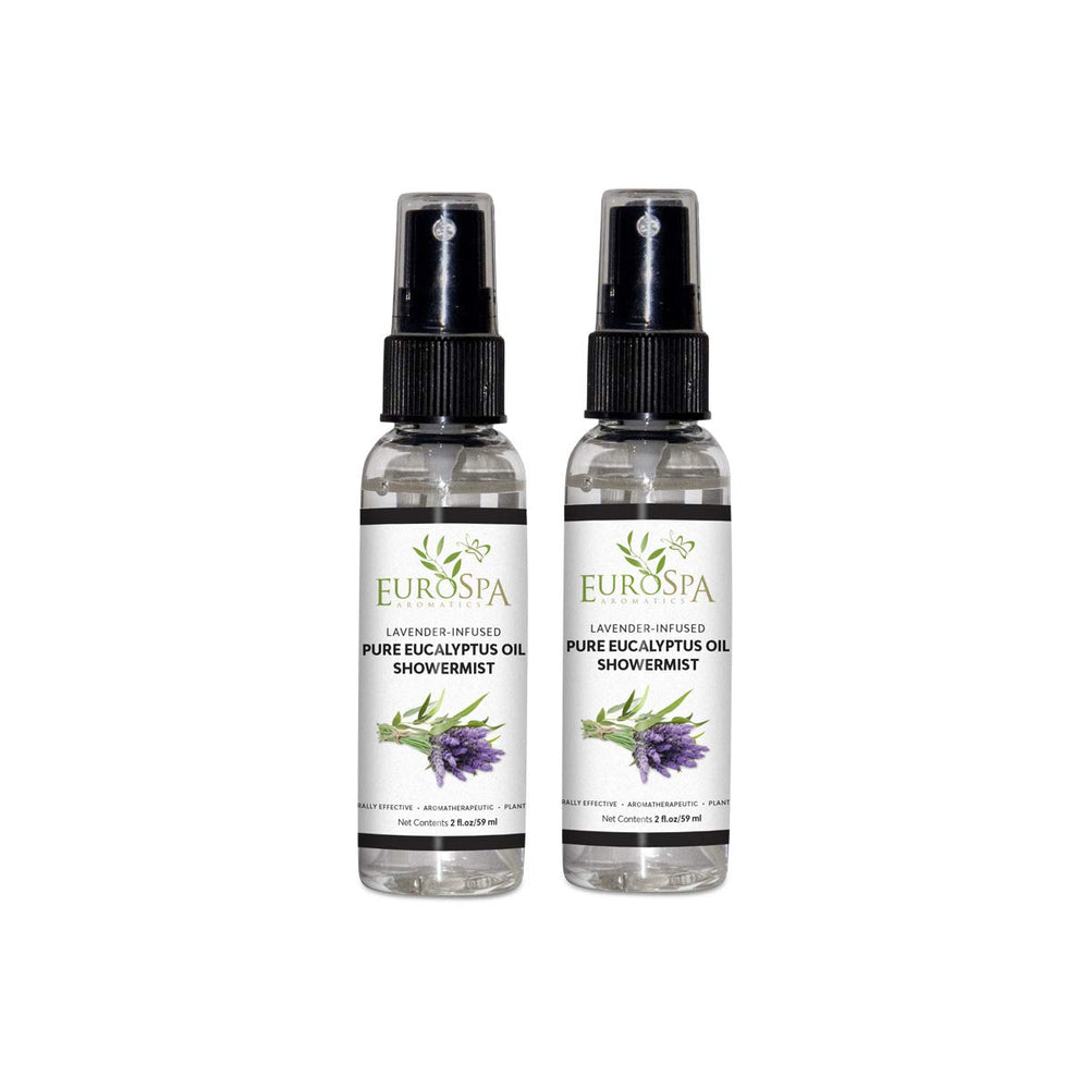 EuroSpa Aromatics pure eucalyptus oil showermist bottle offers a refreshing aromatherapy moment.
