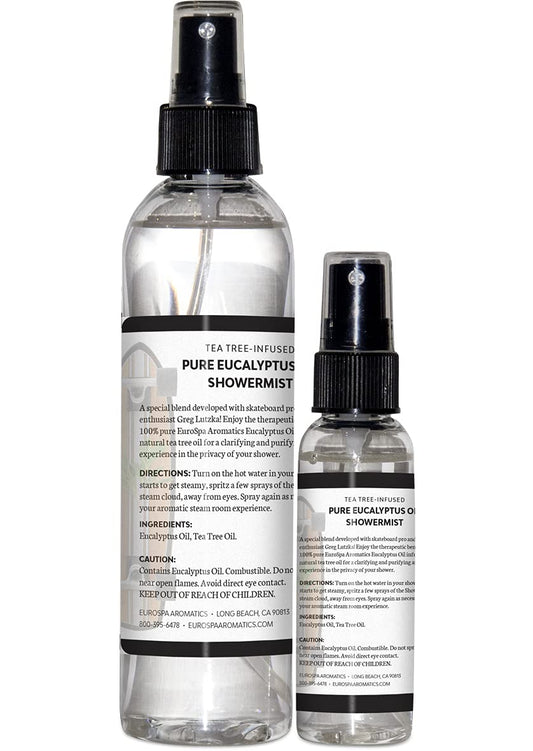 EuroSpa Aromatics Pure Eucalyptus Oil Steam Room Spray 2oz bottle for at-home spa ambiance