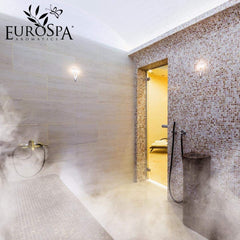 Relaxing aroma fills the shower using EuroSpa Aromatics eucalyptus oil.