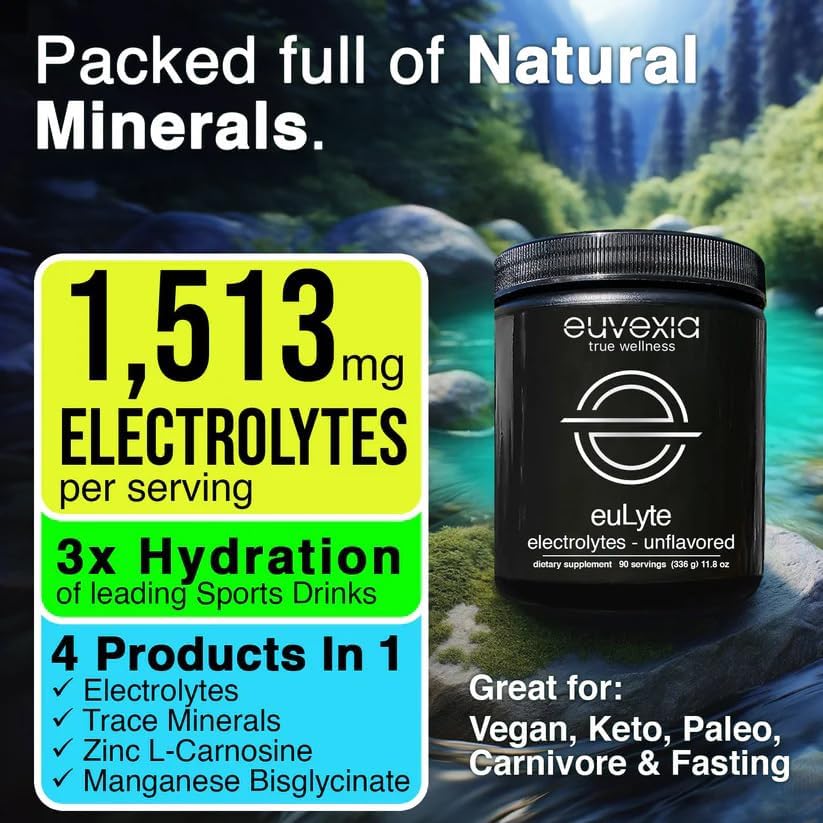 Glass of water with euLyte for hydration on the go.