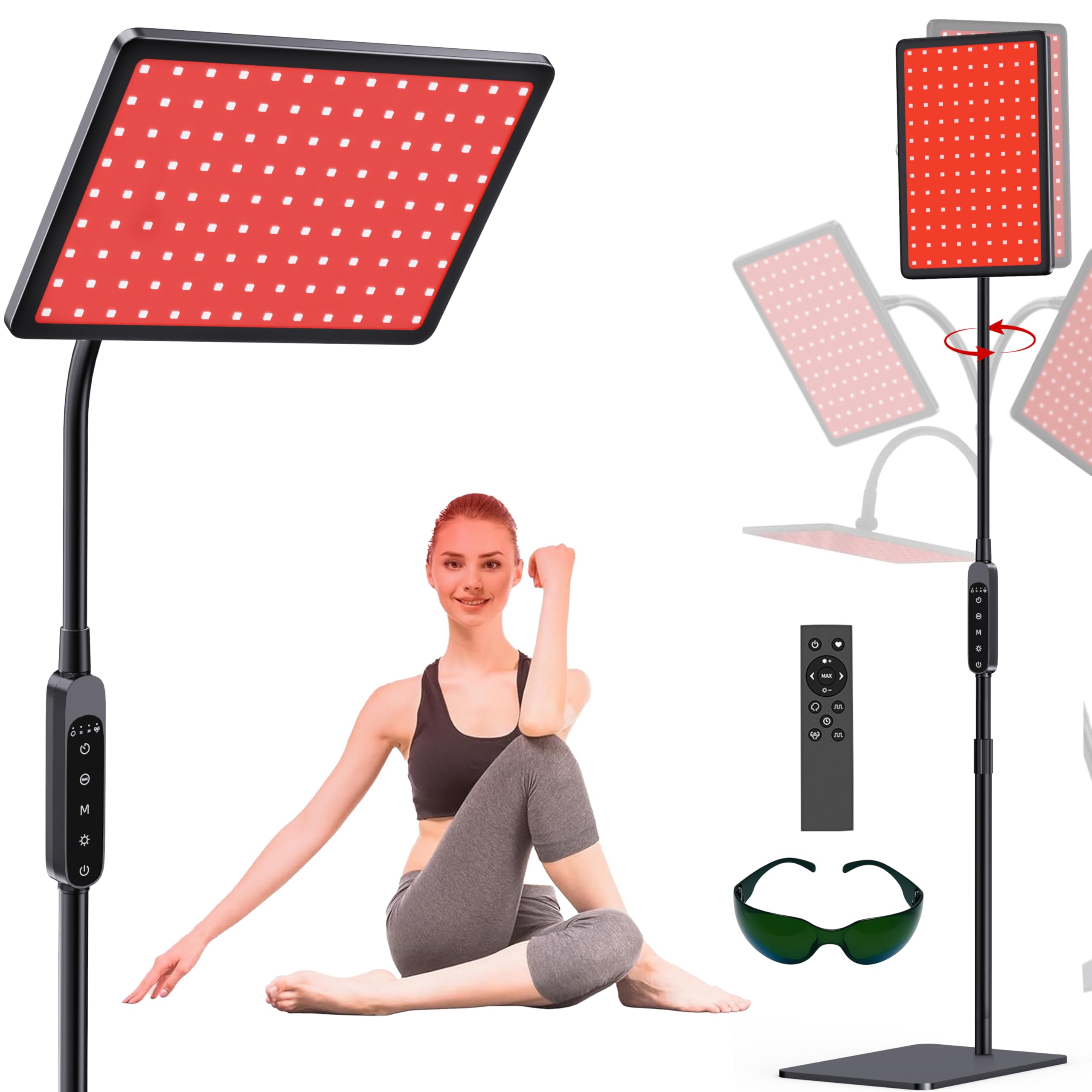 EVATEALE red light therapy lamp for body and face with 660nm/850nm wavelengths for skin-friendly sessions