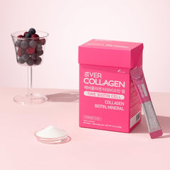 EVER COLLAGEN TIME travel pack sachets for convenient daily collagen intake.
