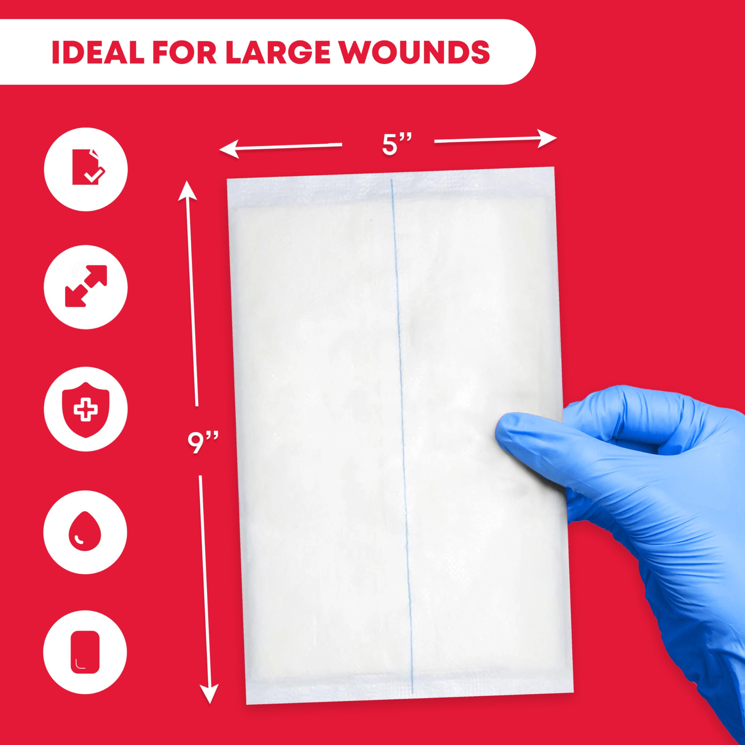 Ever Ready First Aid ABD pads 5x9 ideal for wound care and post-op dressing needs.