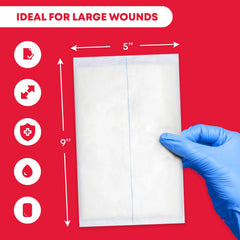 Ever Ready First Aid ABD pads 5x9 ideal for wound care and post-op dressing needs.