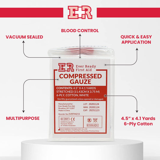 Ever Ready First Aid vacuum-sealed pouch keeps gauze portable for field readiness