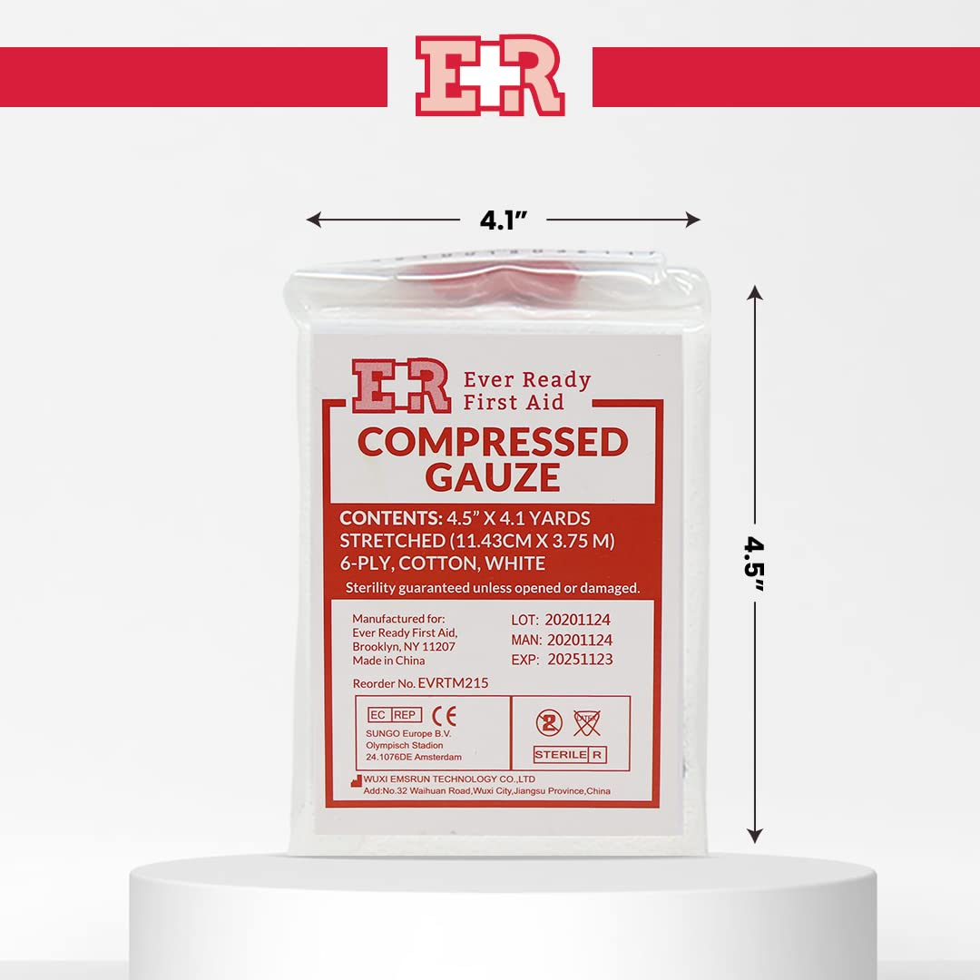Ever Ready First Aid gauze with z-fold dispensing speeds wound packing