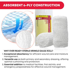 Ever Ready First Aid individually wrapped Krinkle Kerlix roll, sterile and ready to use.