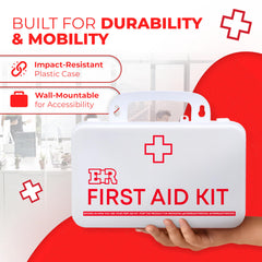 Ever Ready First Aid kit includes wound care, CPR, eye and burn supplies for rapid response.