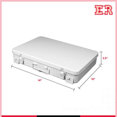 Ever Ready First Aid metal case interior with shelf divider for organization.