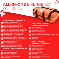 Ever Ready First Aid tourniquet and chest seals included for bleeding control.