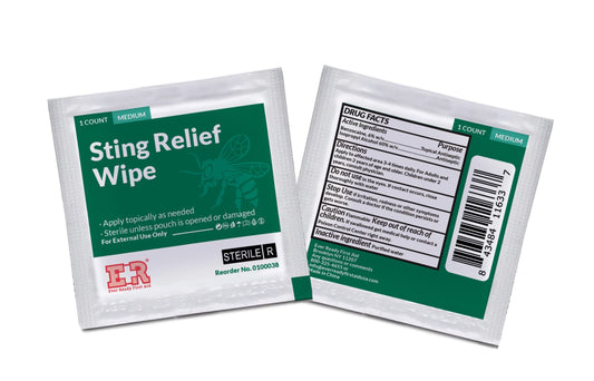 Ever Ready Sting Relief Wipes applied to bee sting for fast comfort